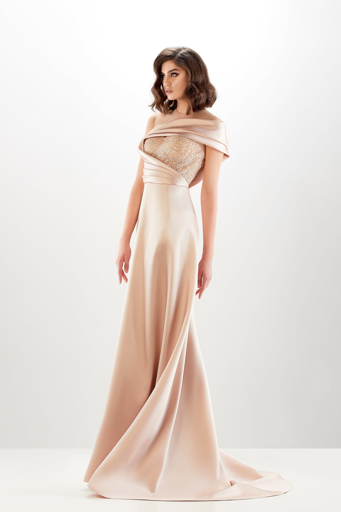 Blush One Shoulder Gown