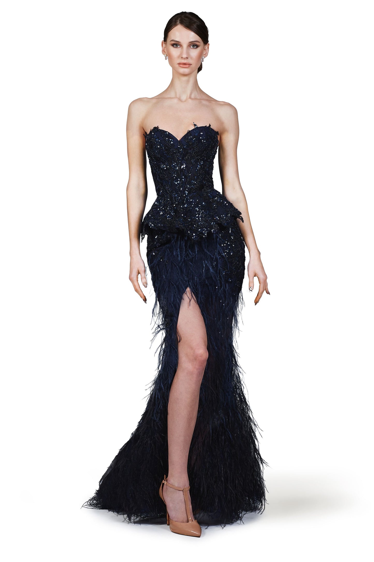 Strapless Trumpet Slit Gown