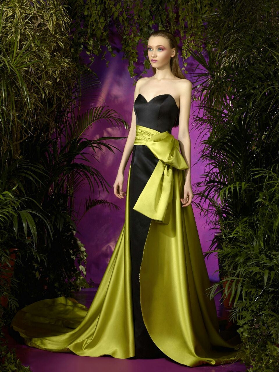 Strapless Satin Evening Gown