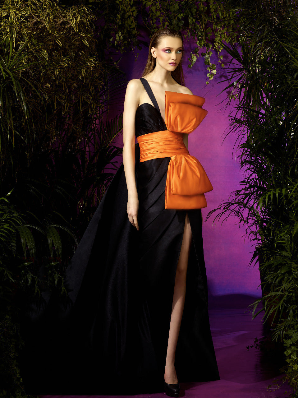 One Shoulder Satin Gown