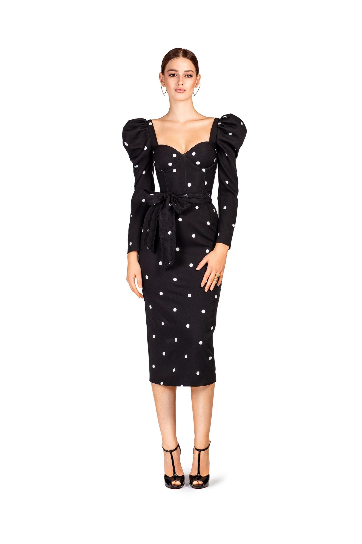 Dot Print Midi Dress