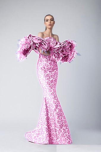 Floral Strapless Trumpet Evening Gown