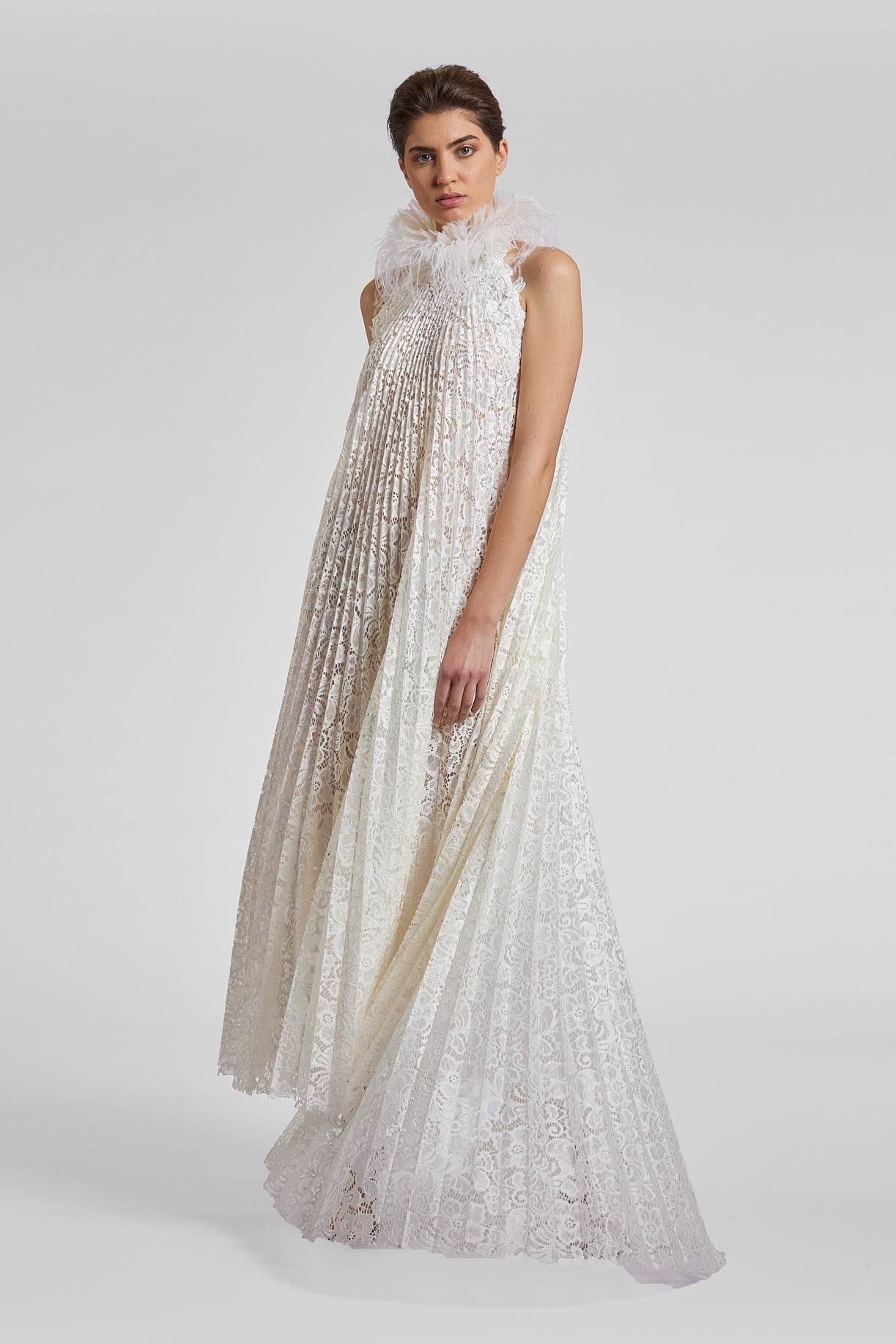 Feather Neck Shift Gown