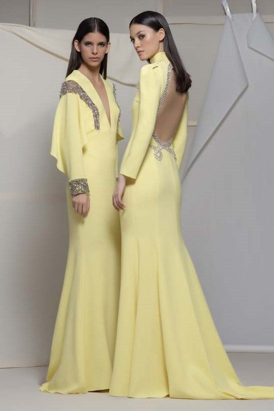 Alatri Embroidered Long Sleeve Gown