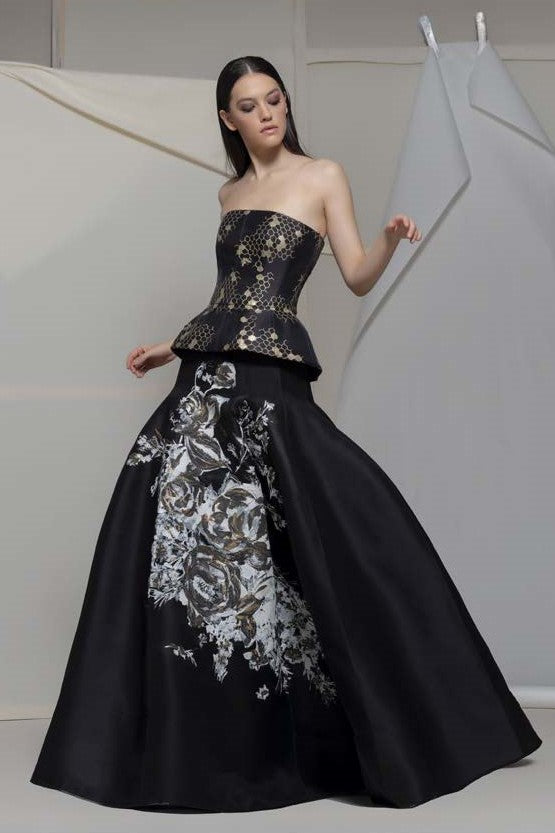 Albissola Strapless Peplum Gown