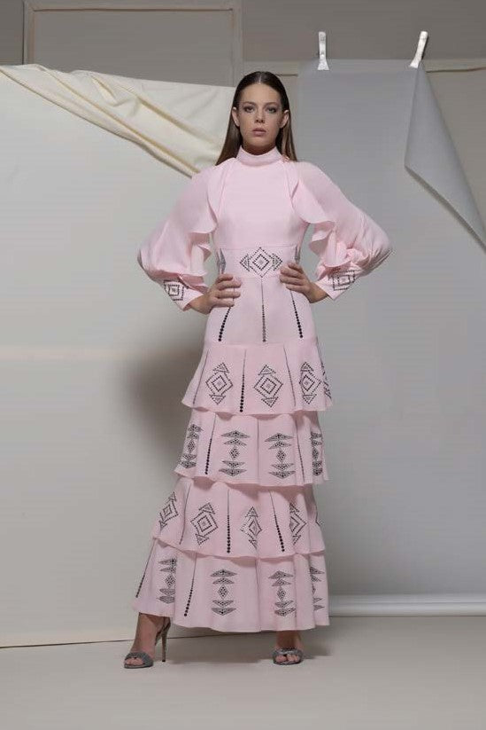 Arco Long Sleeve Tiered Gown