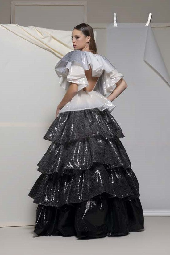 Anzano Ruffled Tiered Gown