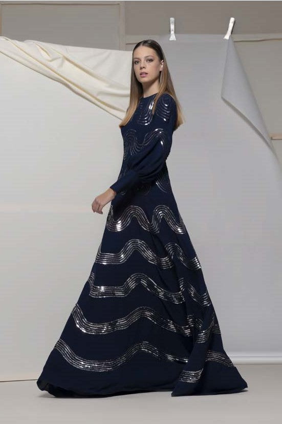 Ardauli Long Sleeve Embellished Gown