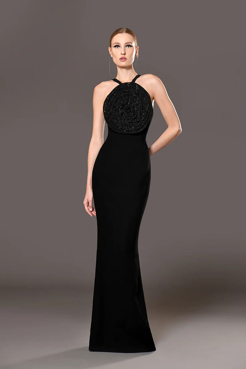 Sleeveless Crystal Flower Dress