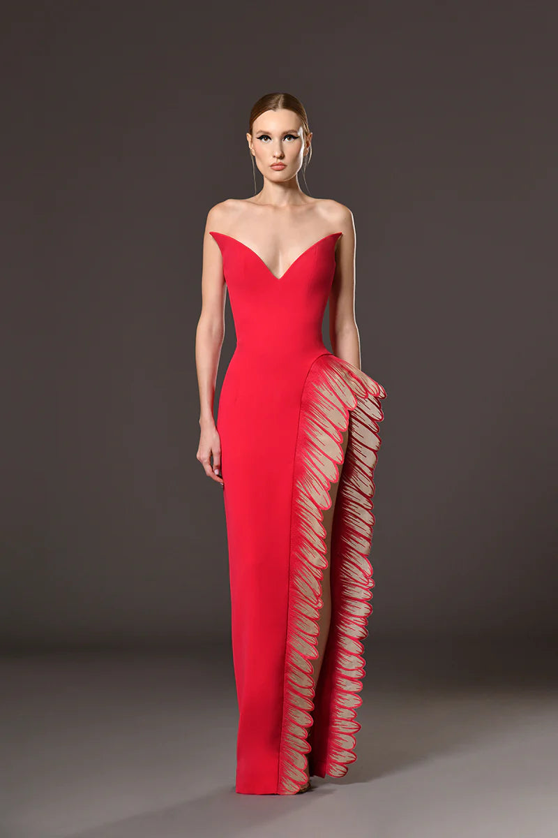 Strapless Side Slit Dress