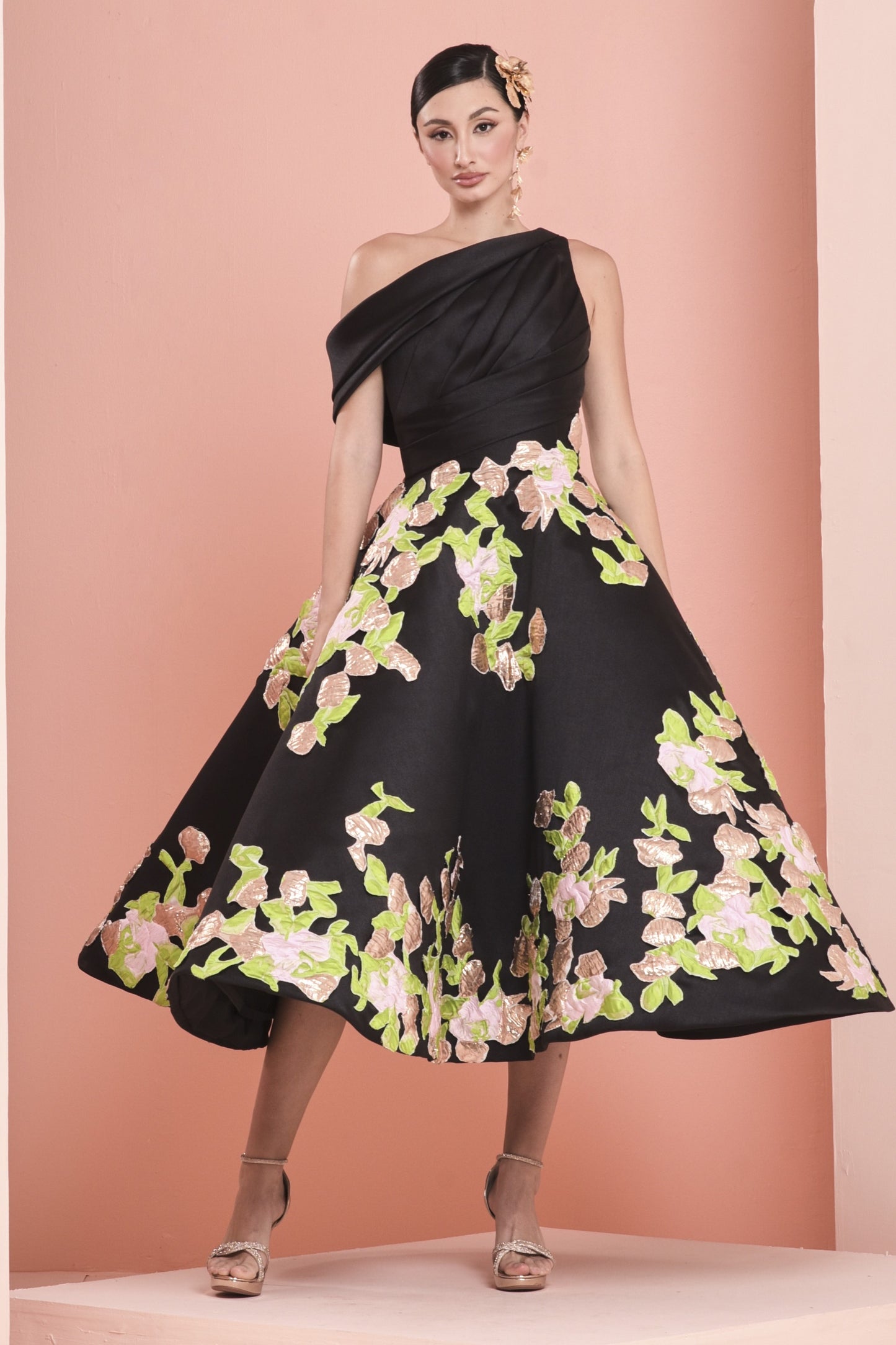Silk Gazar Clover Midi Dress