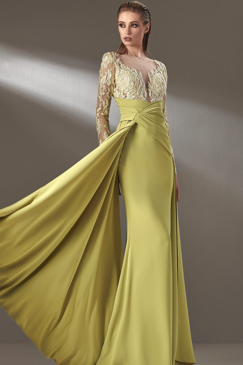 Long Sleeve Draped Gown