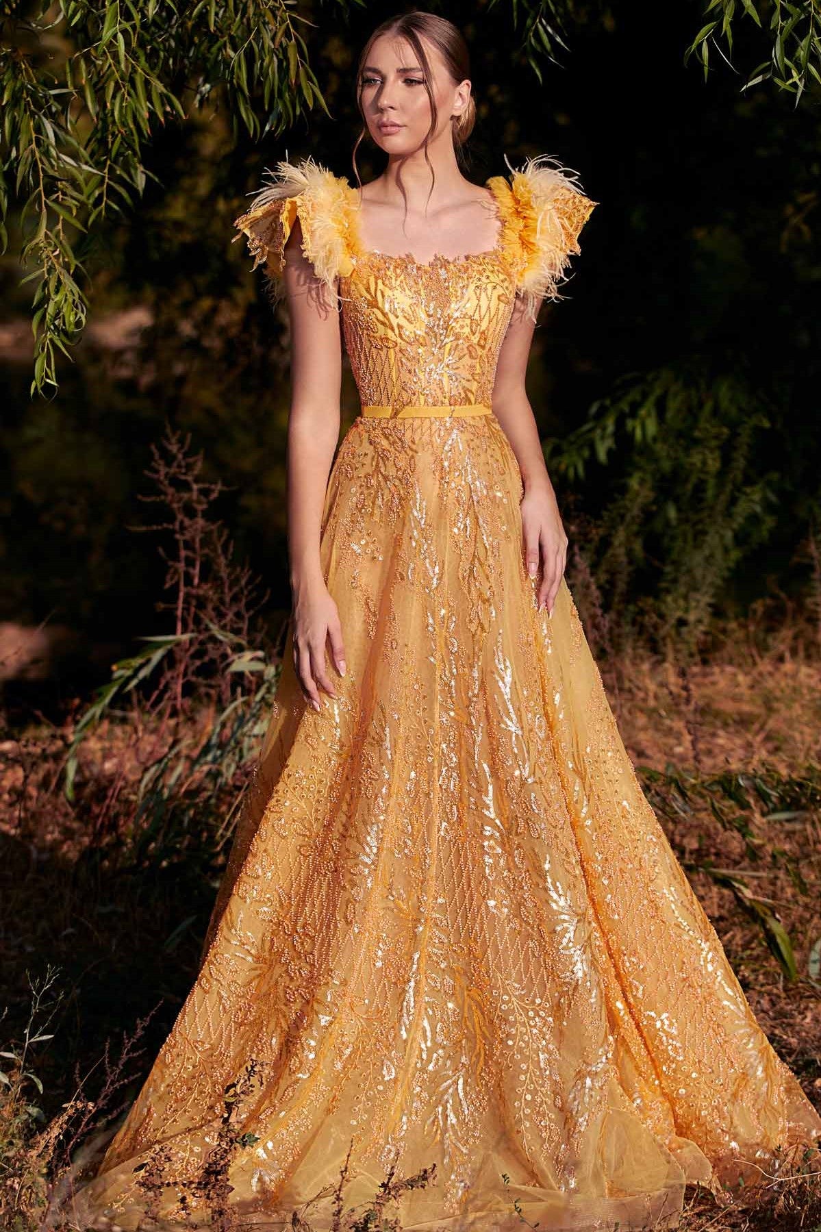 Sequin Belted Gown