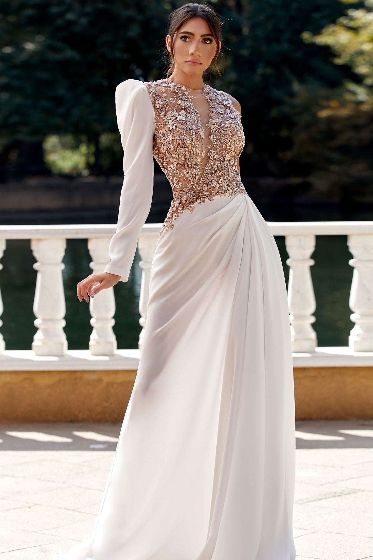 Long Sleeve Embroidered Gown