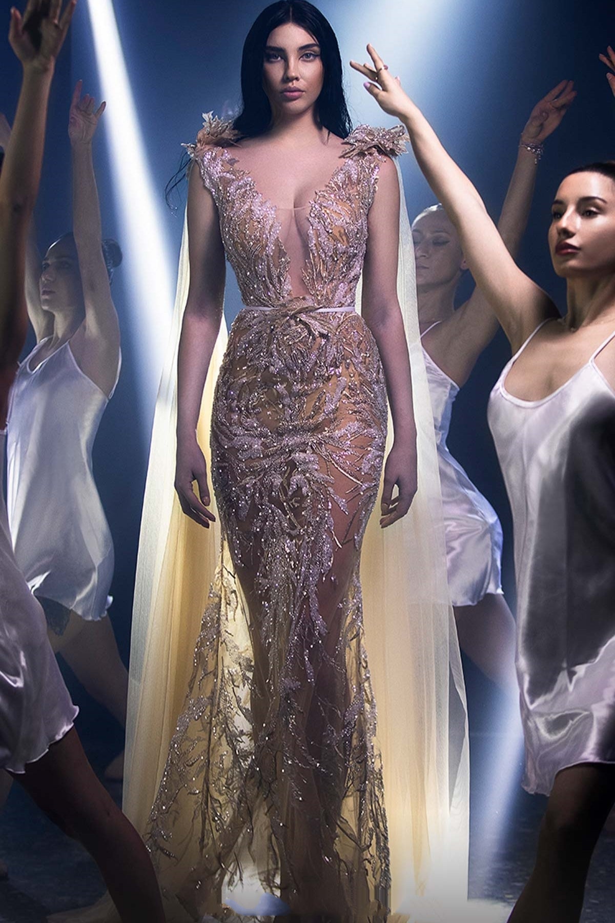 Back Cape Sleeve Gown