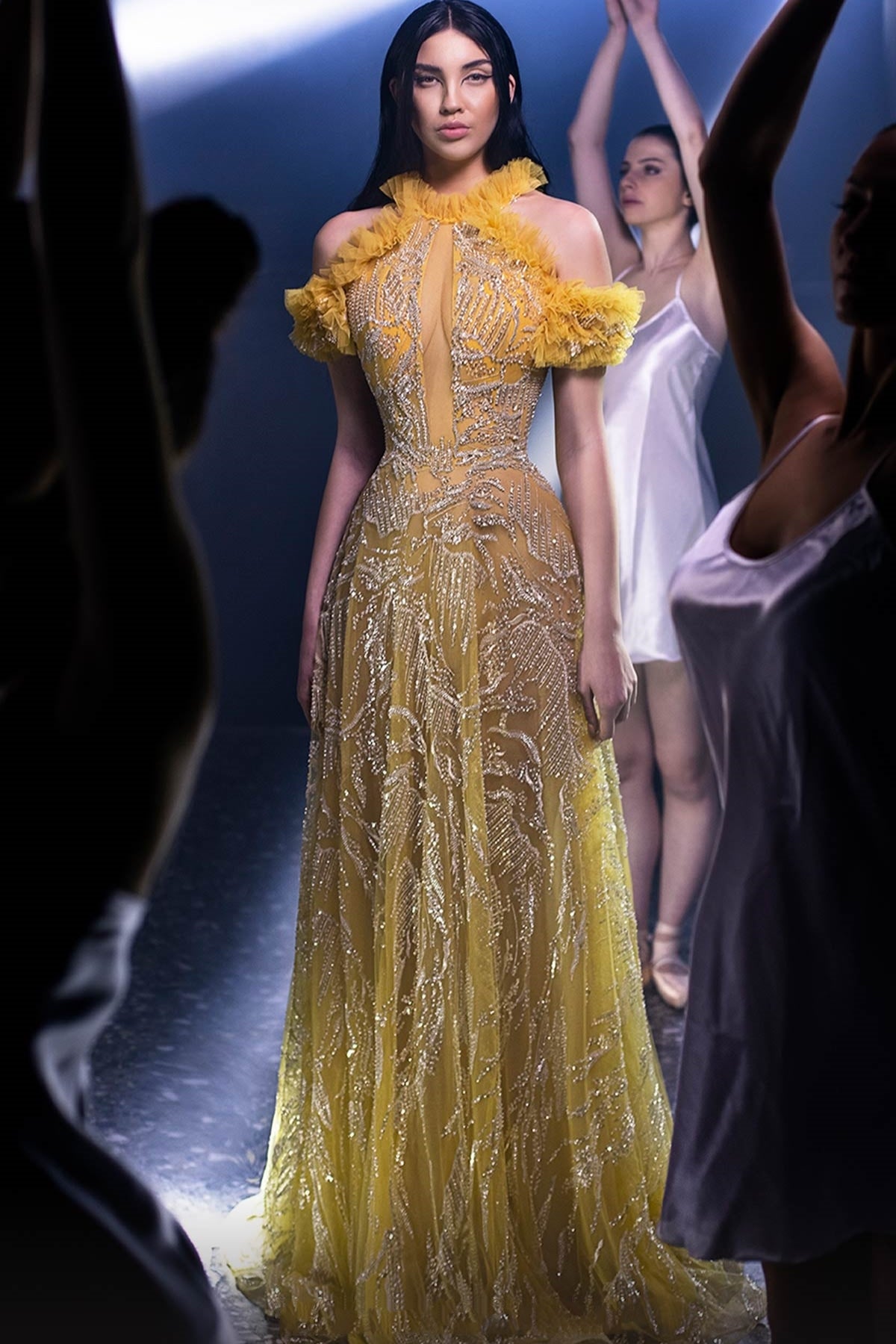 Cold Shoulder Sequin Gown