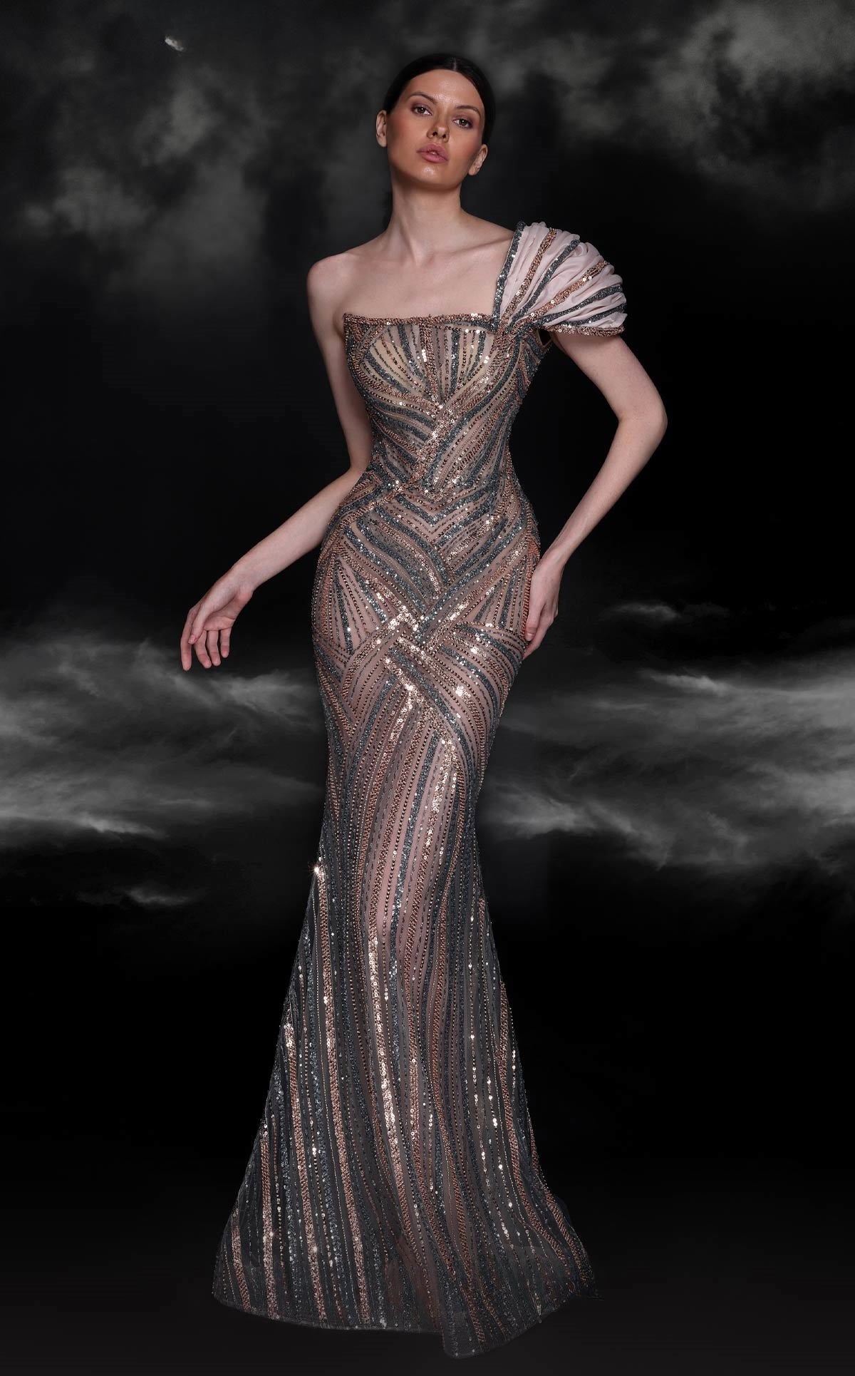 One Fan Sleeve Gown