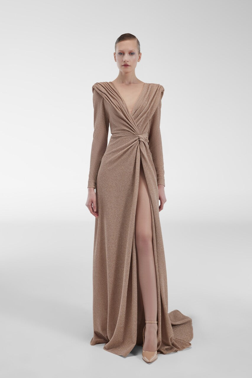 Glitter Jersey Sleeved Gown