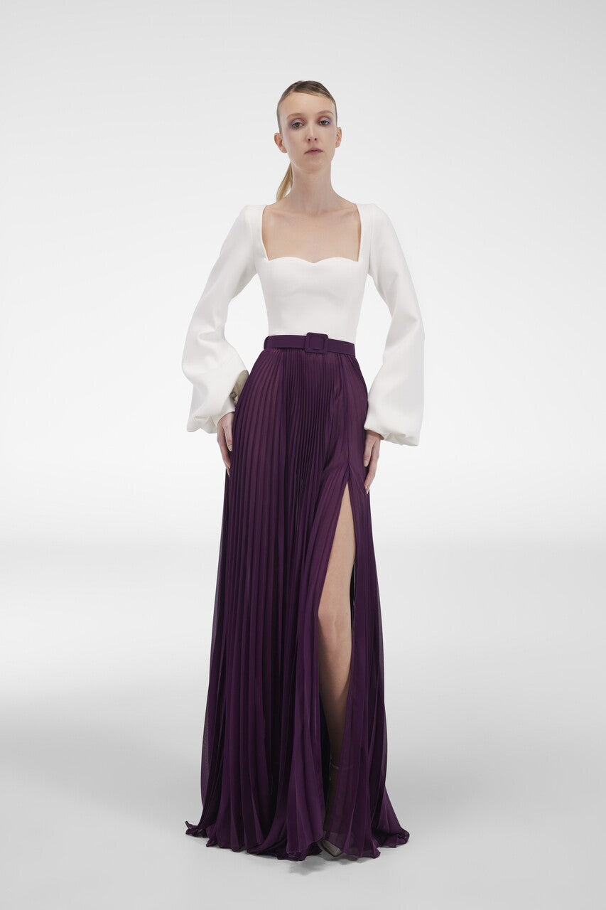 Pleated Sleeved Gown