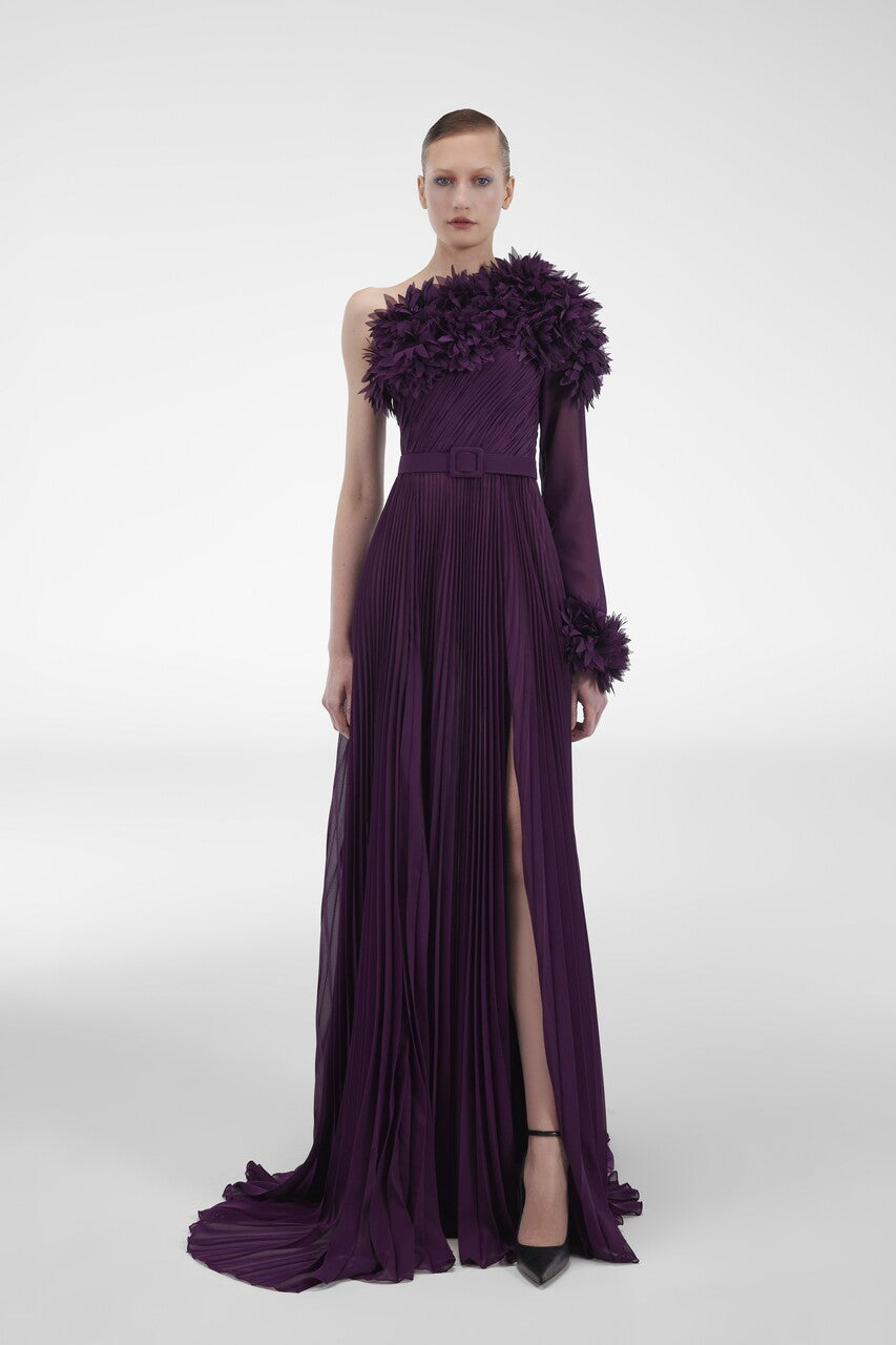 Pleated-Tulle Gown