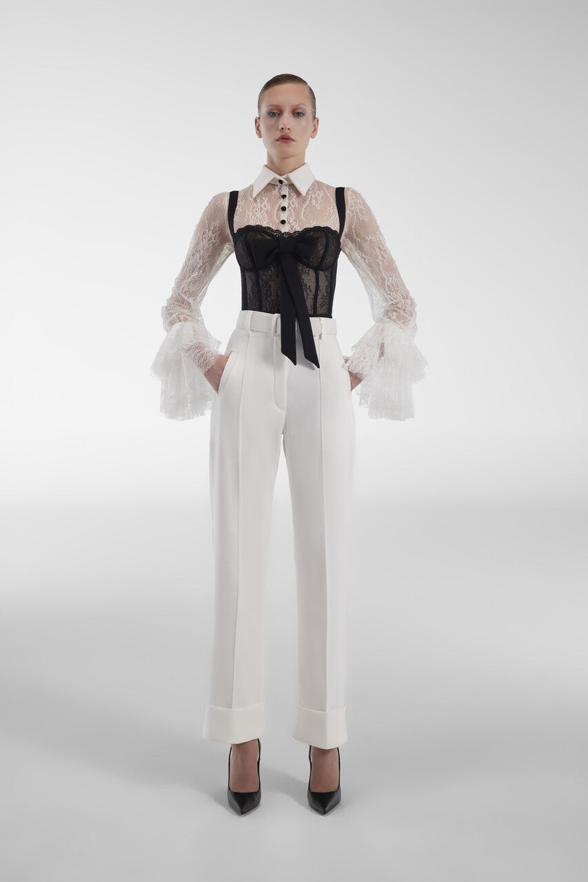 Lace Top with Crepe Pants