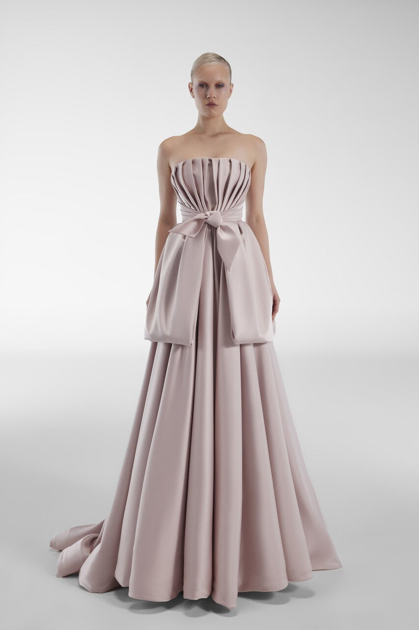 Satin Gown with Bow