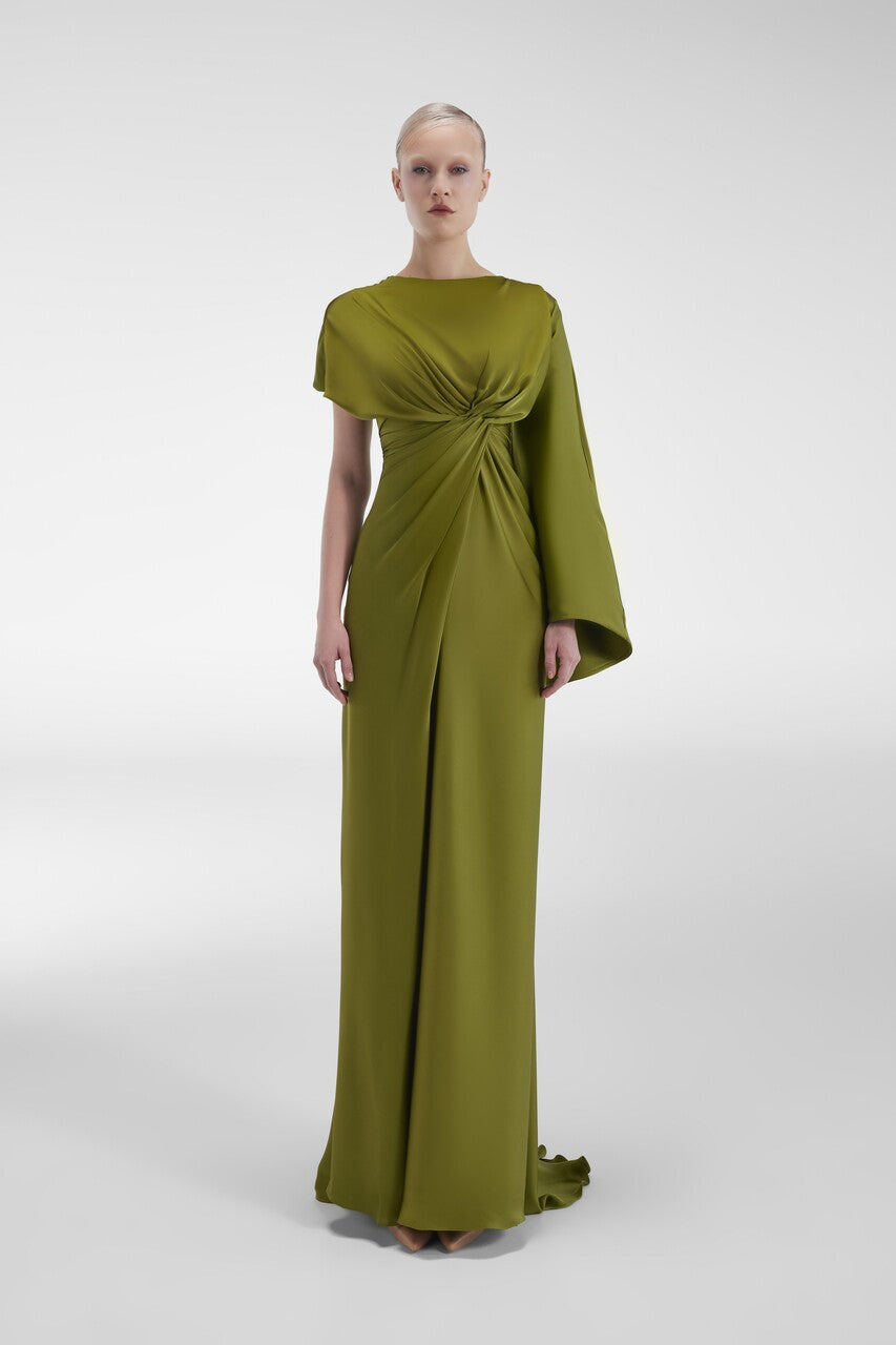 Satin Gown with Drapery