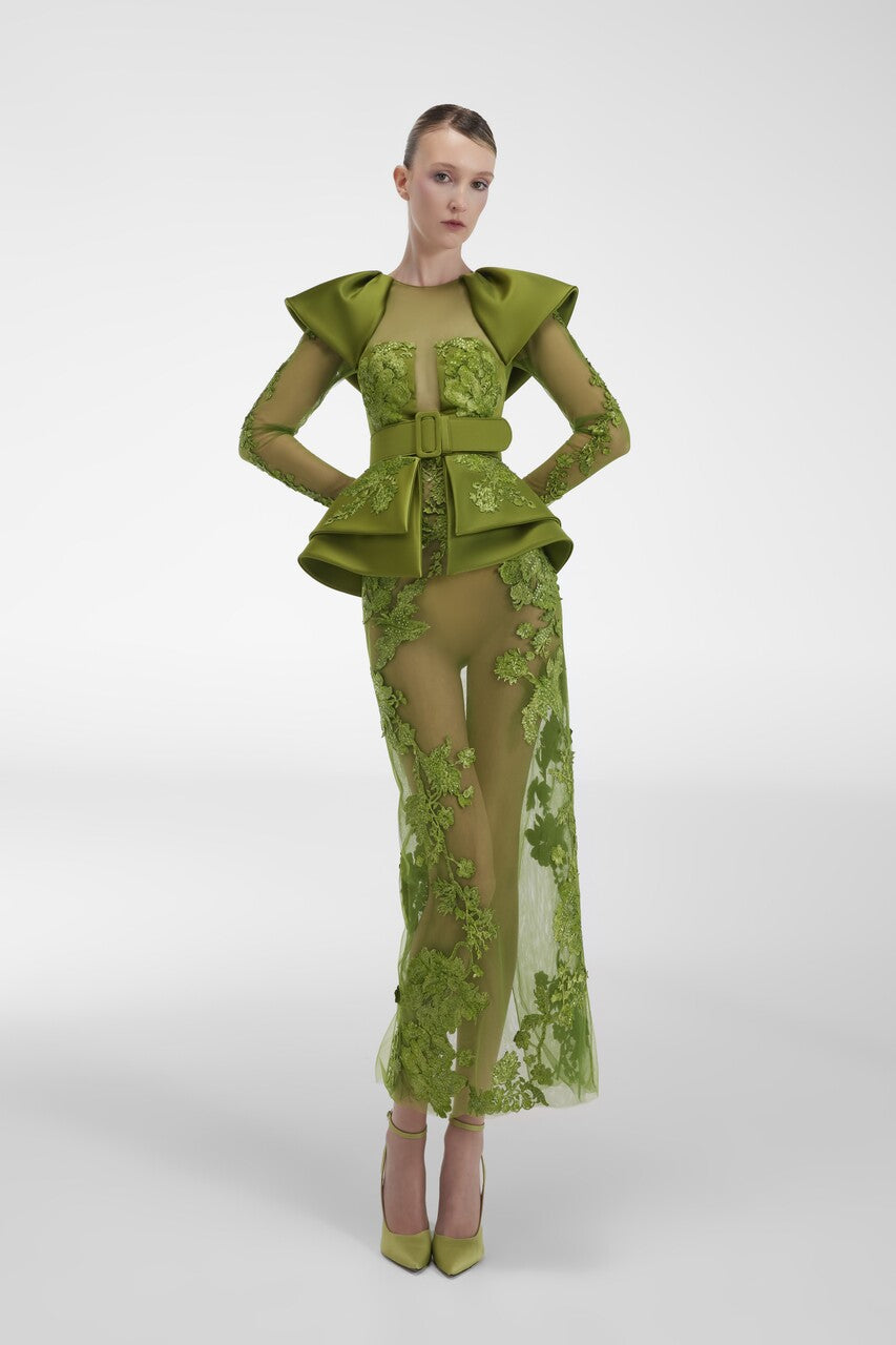 Floral Applique Midi Dress