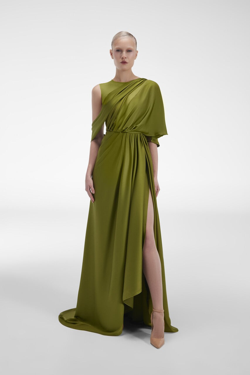 Draped-Satin-Gown