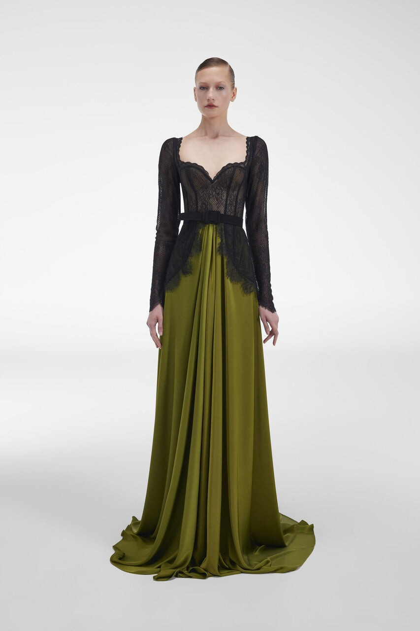 Lace Corset Satin Gown