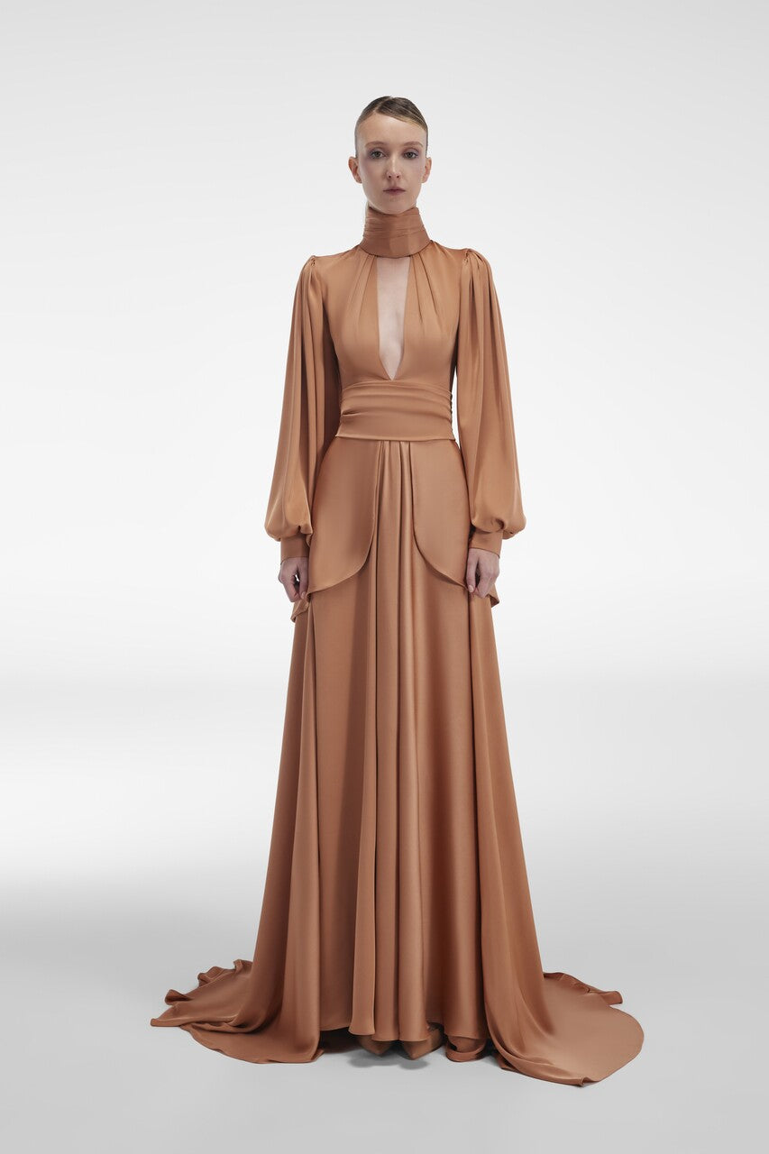 High Neck Satin Gown