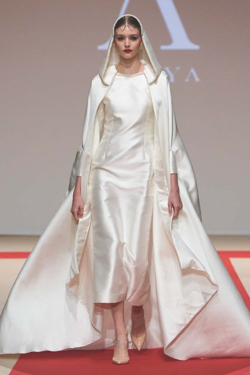 Long Sleeve Midi Dress with Hooded Cape