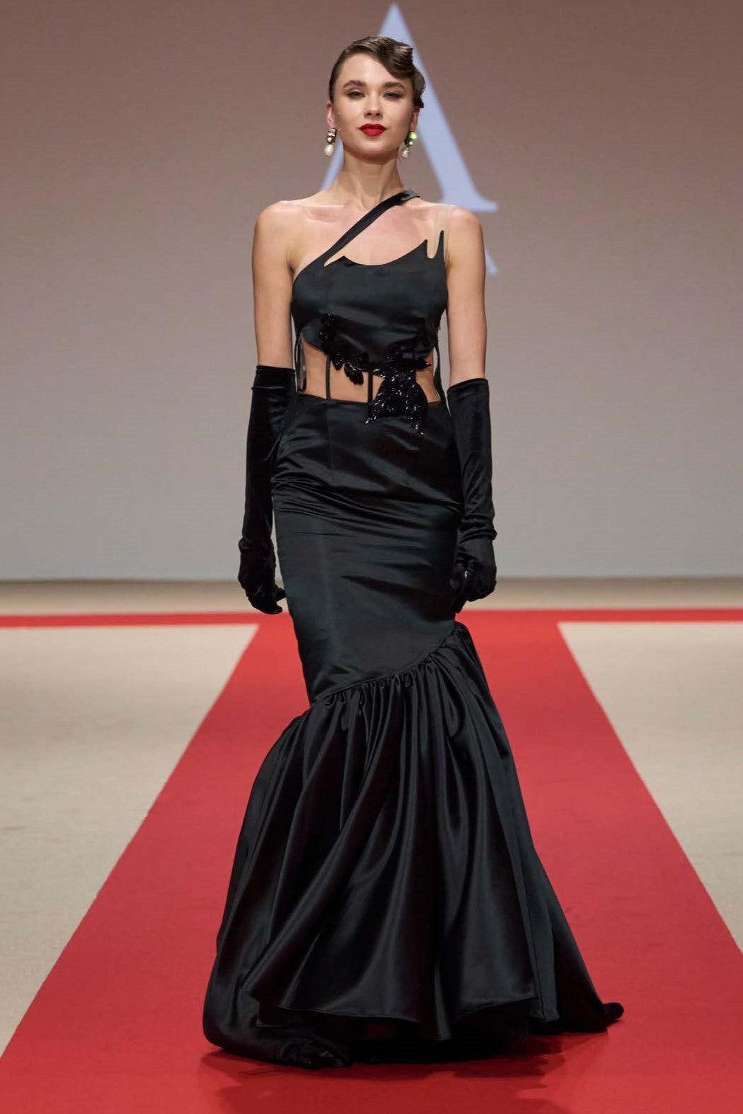One Shoulder Sheer Waist Gown