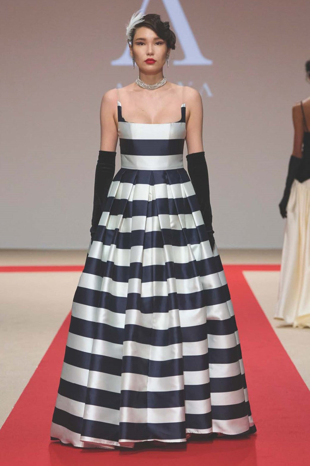 Strapless Illusion Neck A-Line Gown