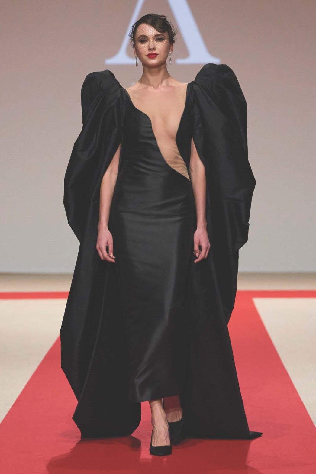 Cape Sleeve Illusion Gown