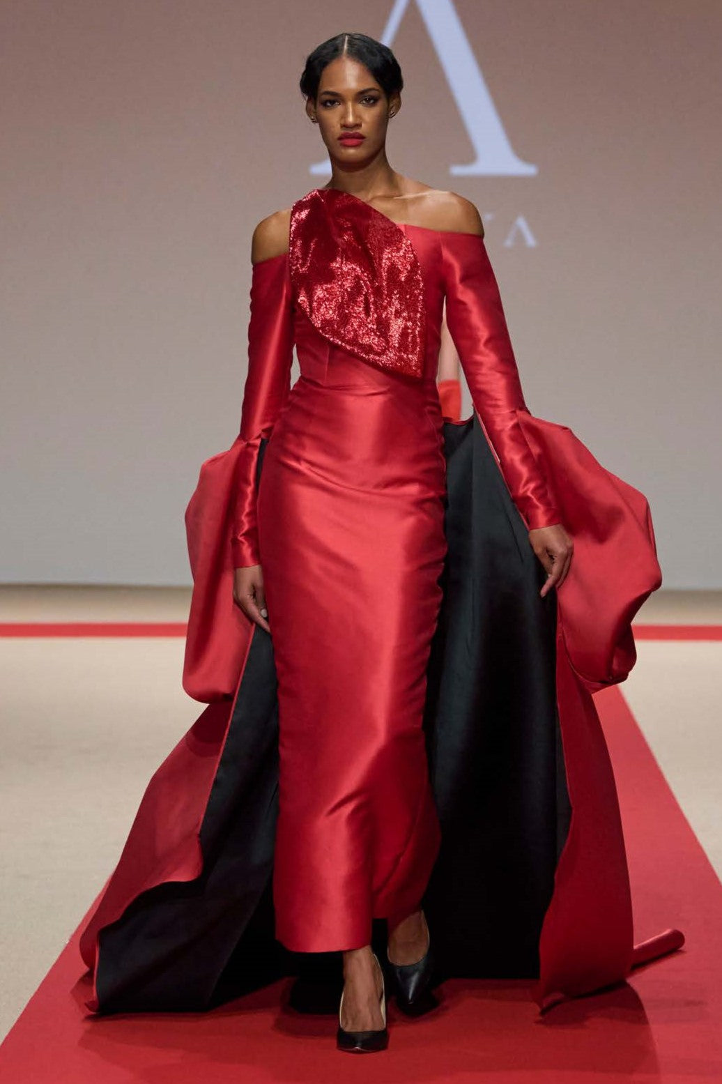 Cold Shoulder Column Gown