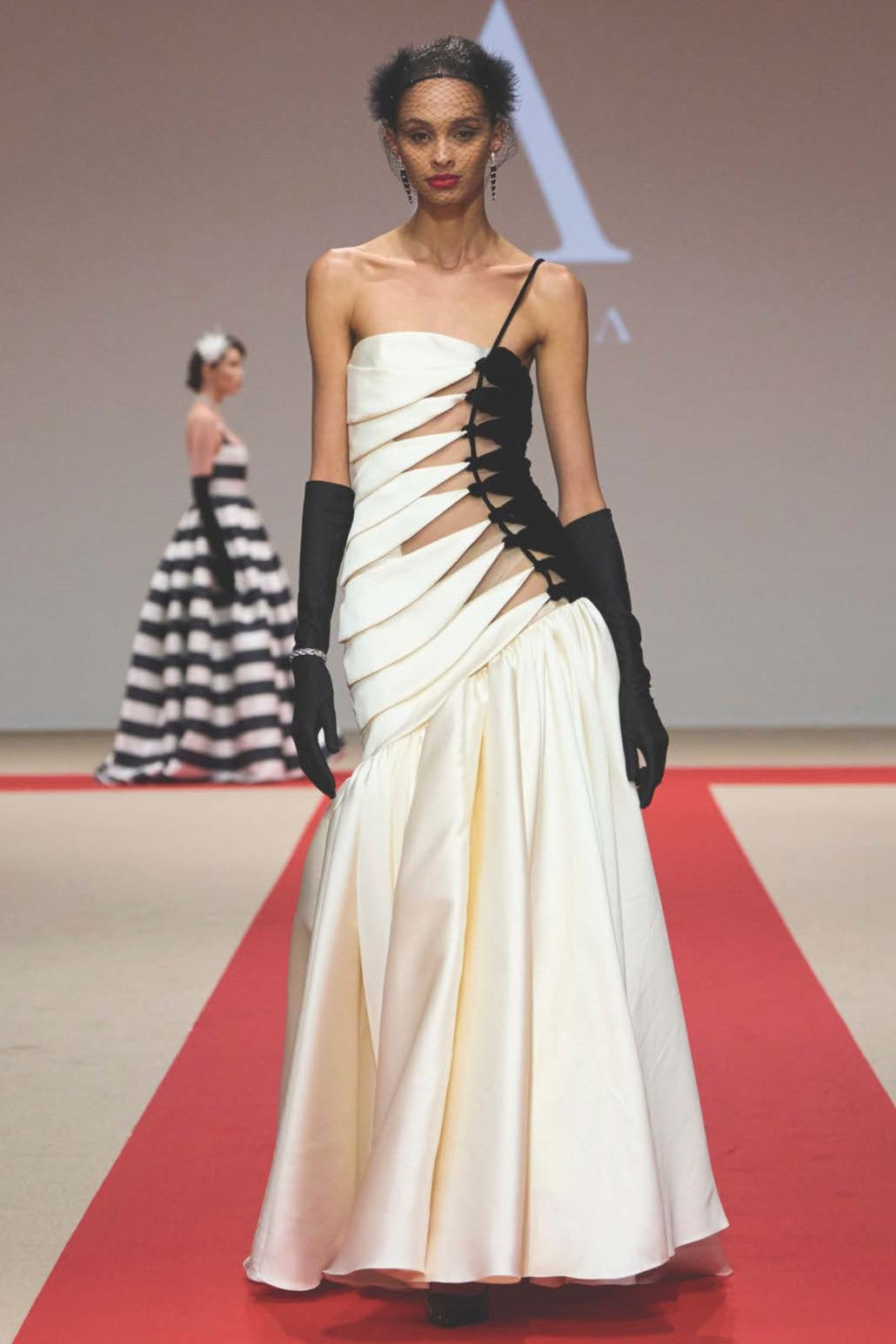 Cutout Pleated Bodice Gown