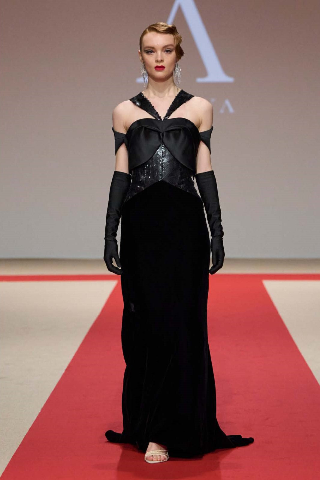 V-Neck Cold Shoulder Gown