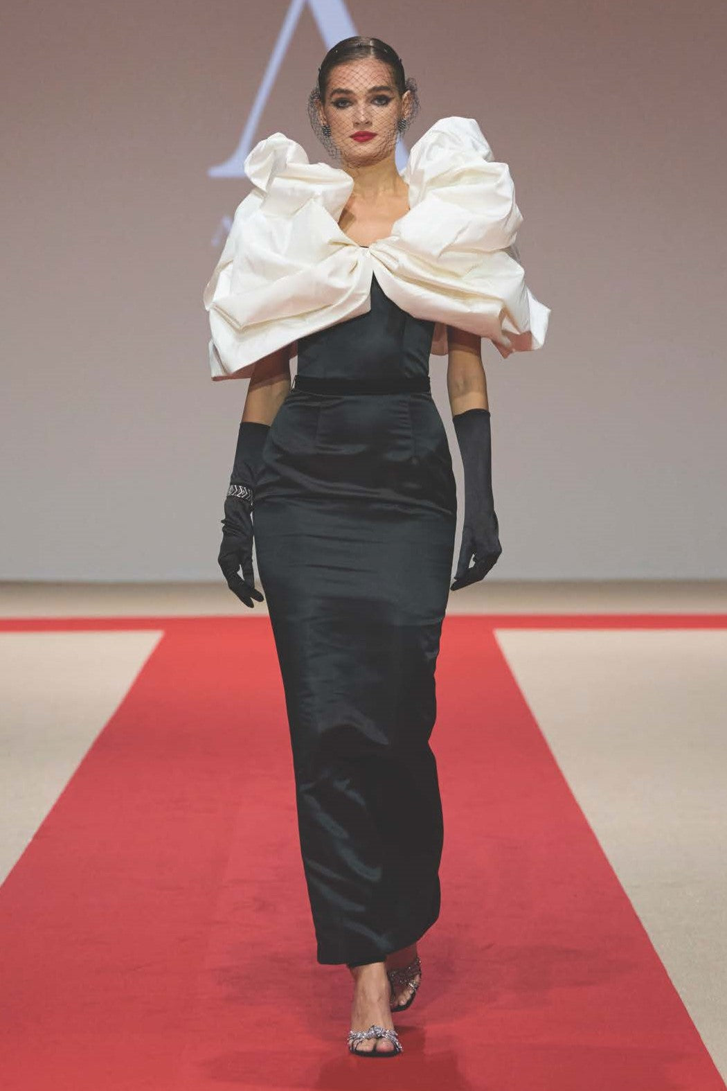 Oversized Ruffled Column Gown