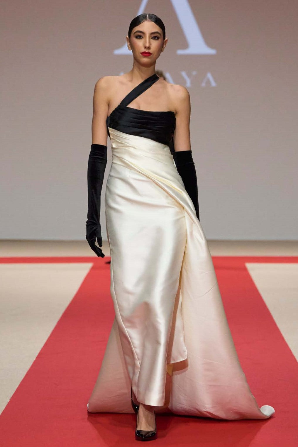 Fitted Gown with Asymmetrical Neck