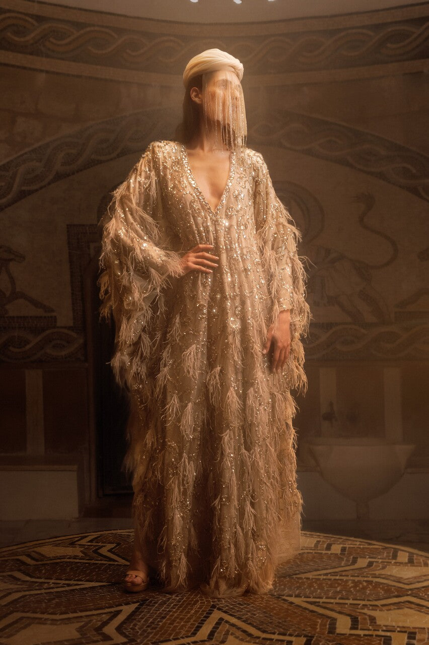 Embroidered Dentelle Lace Gown