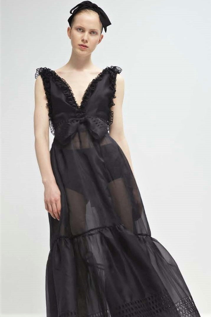 Ruffled Sleeveless Gown