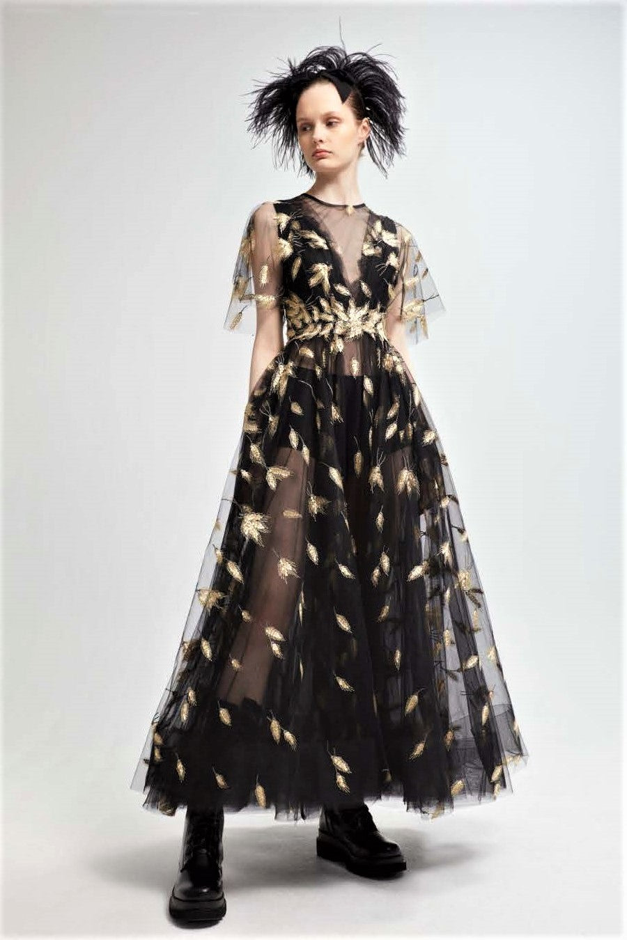 Embellished Short Sleeve Midi Dress