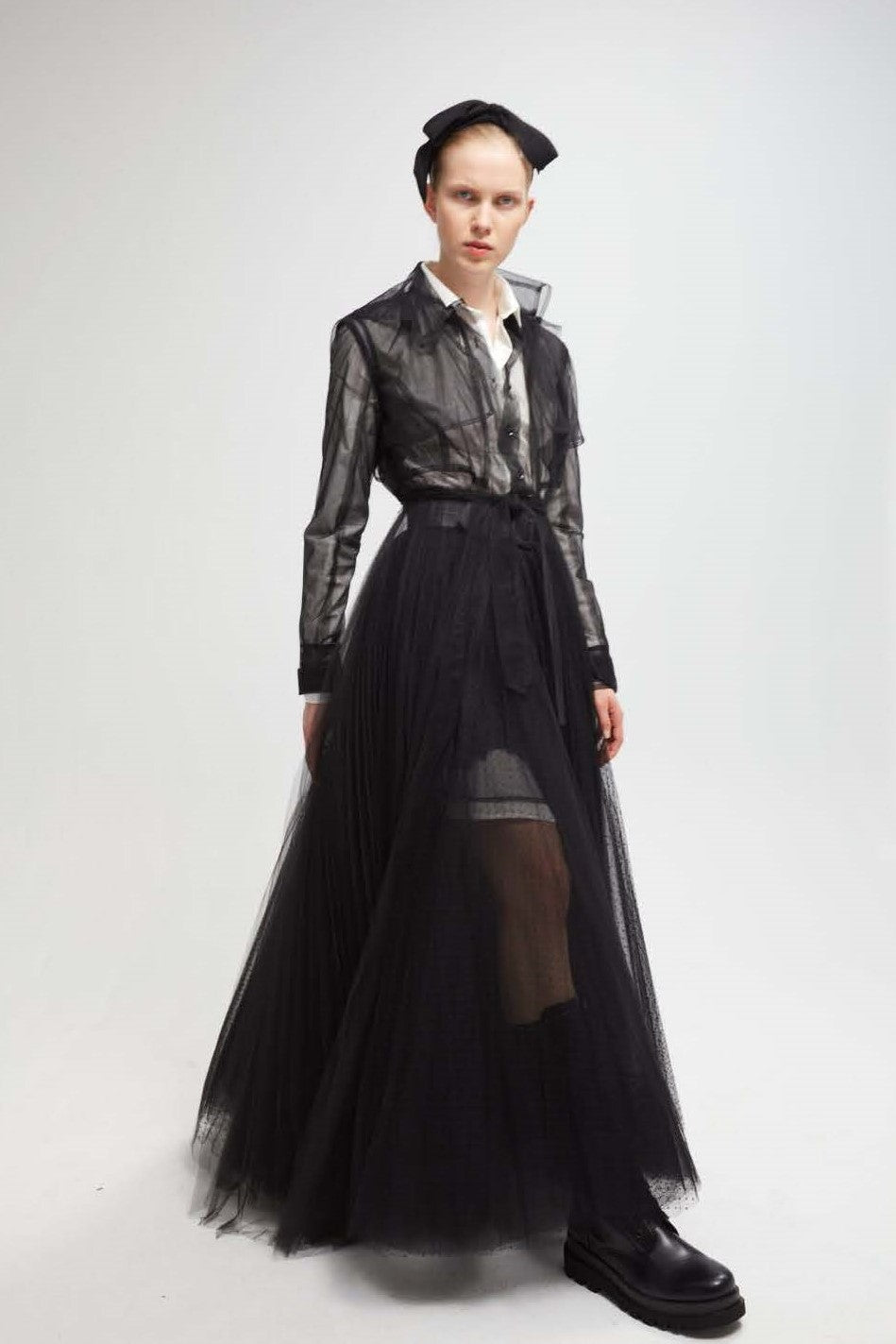 Long Sleeve Blouse, Skirt and Trench