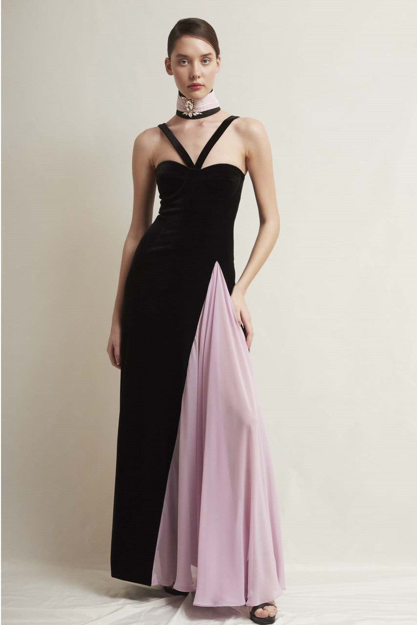 Doris Georgette Velvet Gown