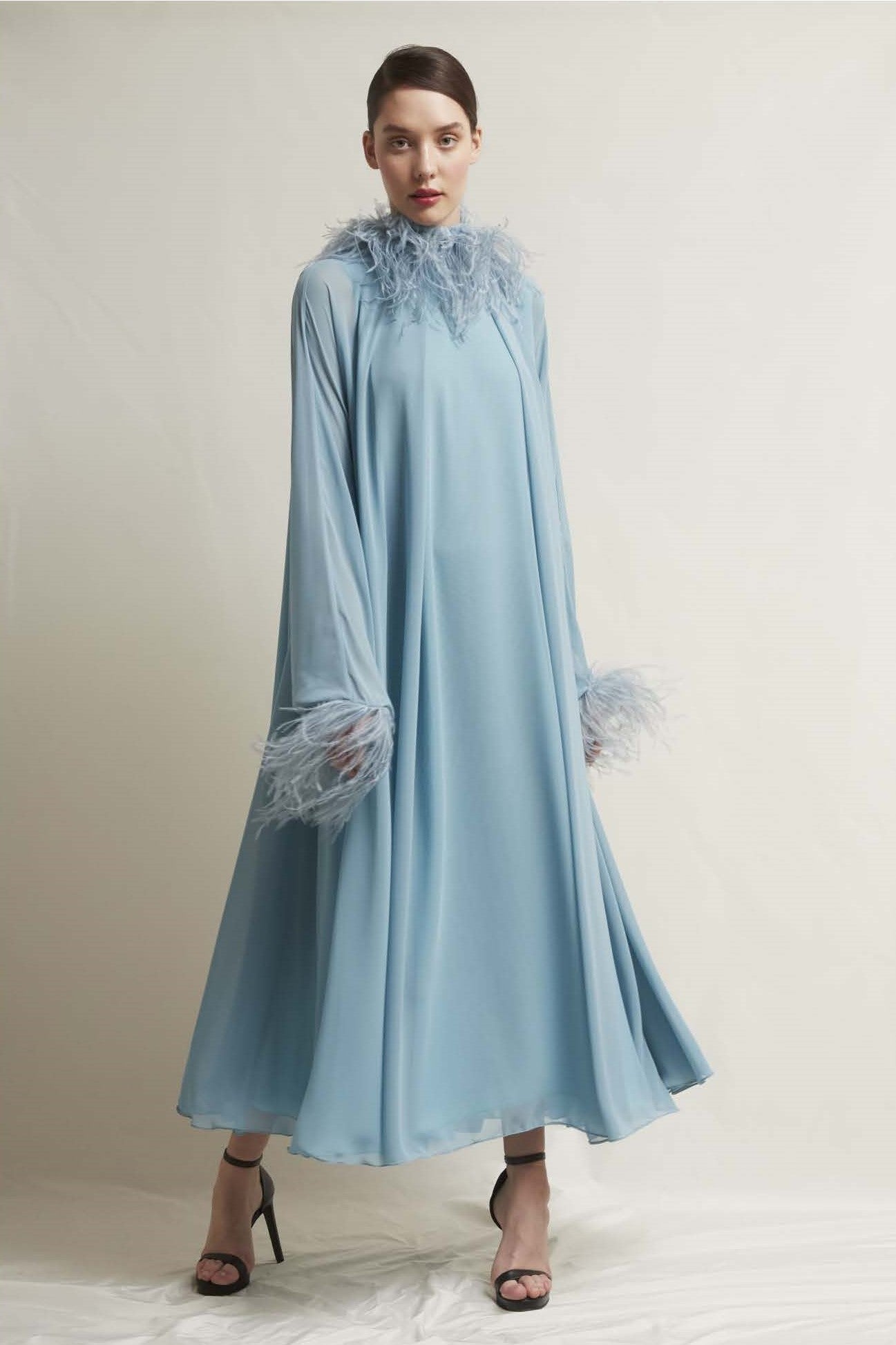 Ginevra Feathered Georgette Gown