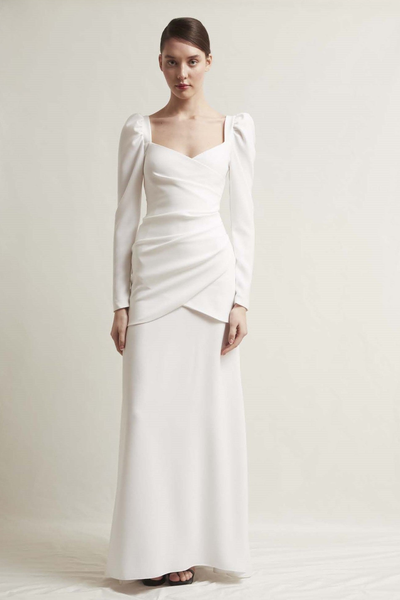 Kira Long Sleeve Crepe Gown