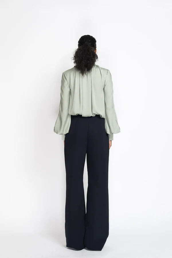 Navy Cady Front Pleat Trousers
