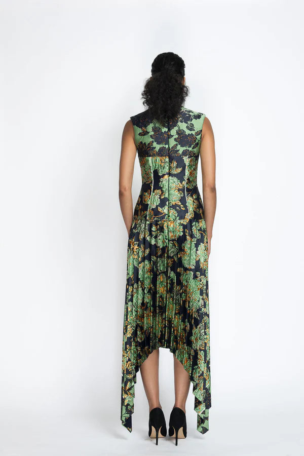 Gilded Grove Jacquard Dress