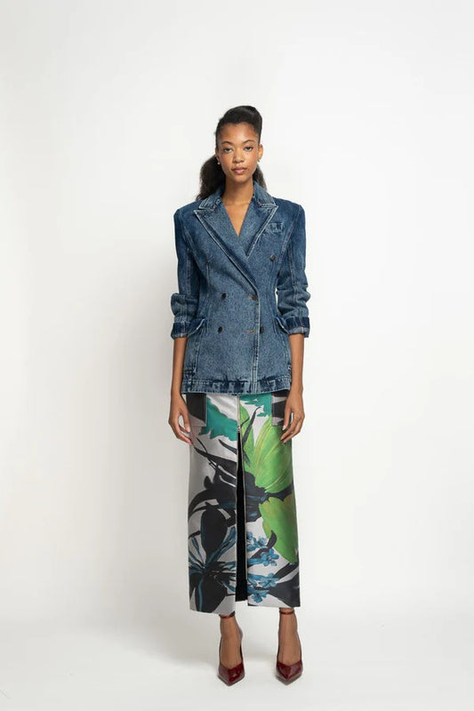 Lata Print Barathea Cargo Pencil Skirt